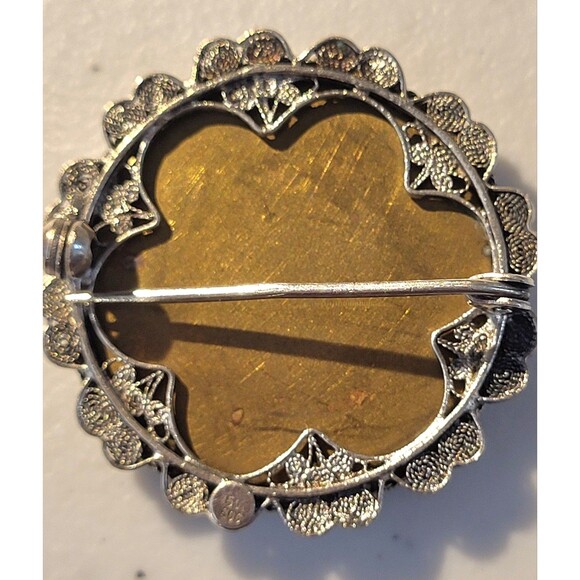 Unique Antique Vintage MICRO MOSAIC Brooch Pin Italian Hand Crafted Silver - Picture 9 of 12